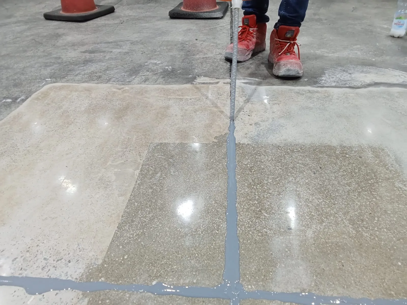 Completed work read against the surrounding floor